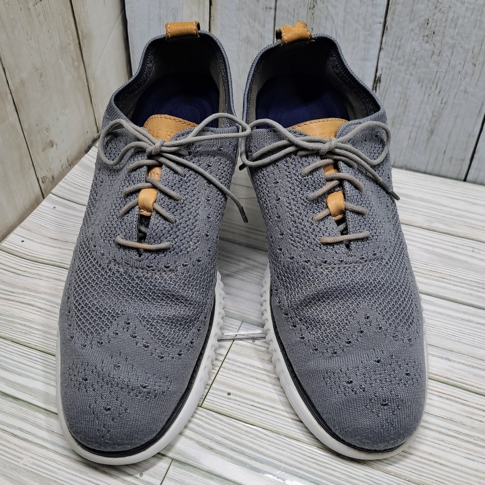 Cole Haan ZeroGrand Men 8.5M LaceUp Grey Cloth Oxford Tip Foam Cushion Shoes